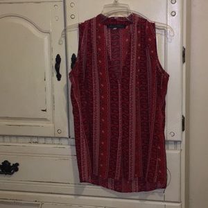 Red boho v-cut tank top